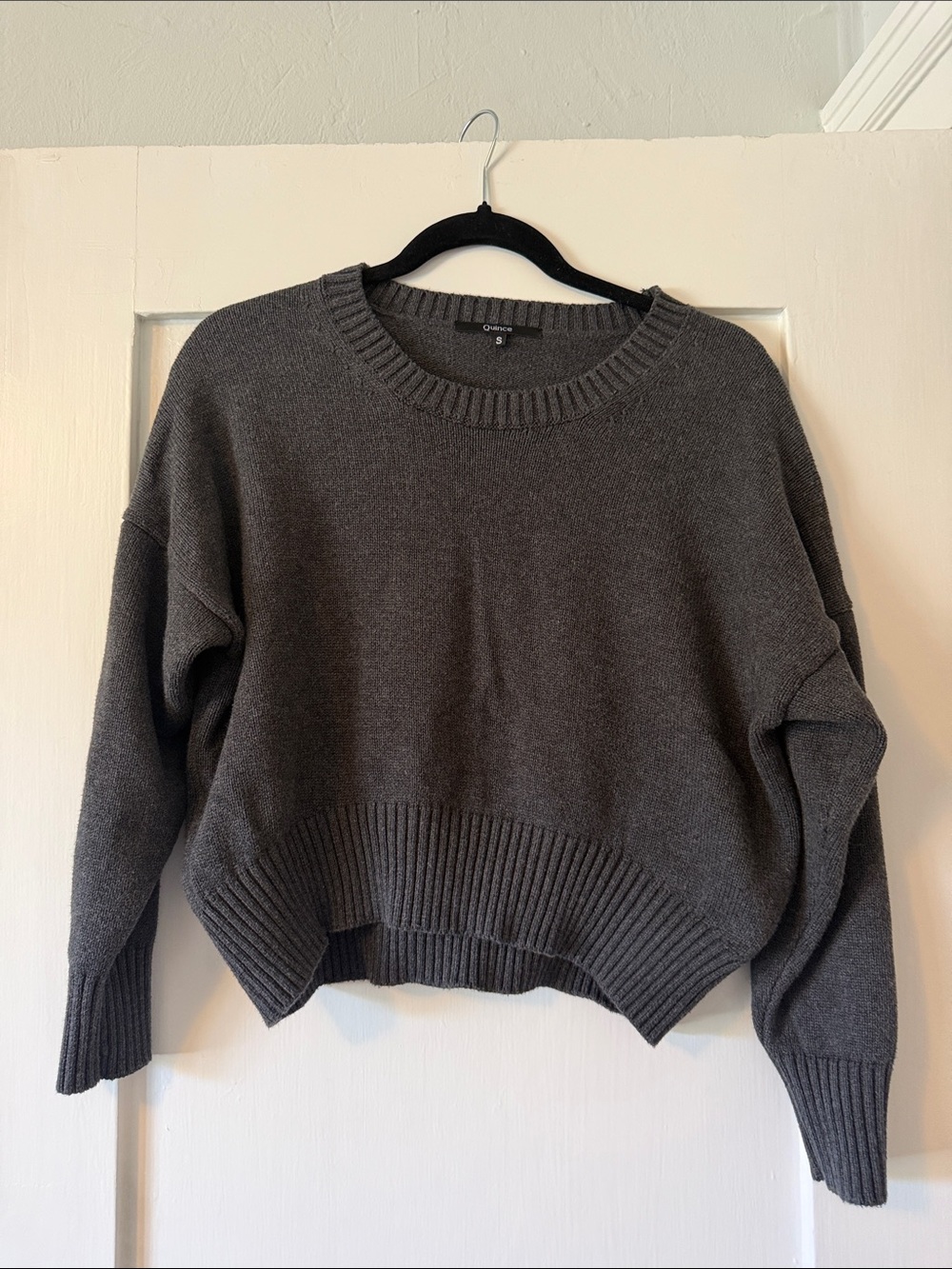 Quince 100% Organic Cotton Crew Sweater in Gray
